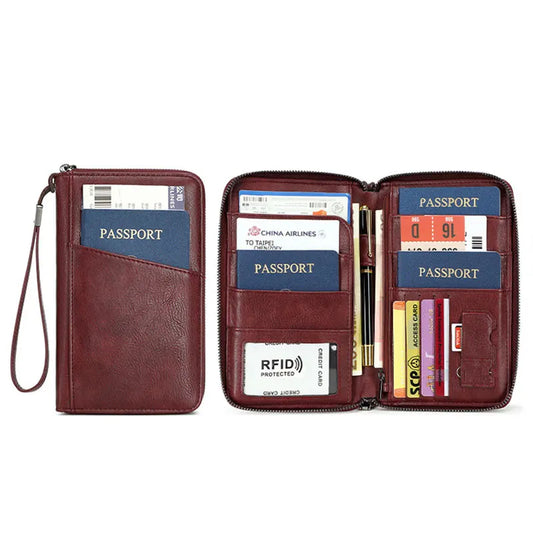Nouveau Portefeuille de Voyage avec Clip pour Femmes et Hommes, Multifonctionnel en Cuir PU, Porte-Cartes, Anti-Vol RFID, Sac de Rangement