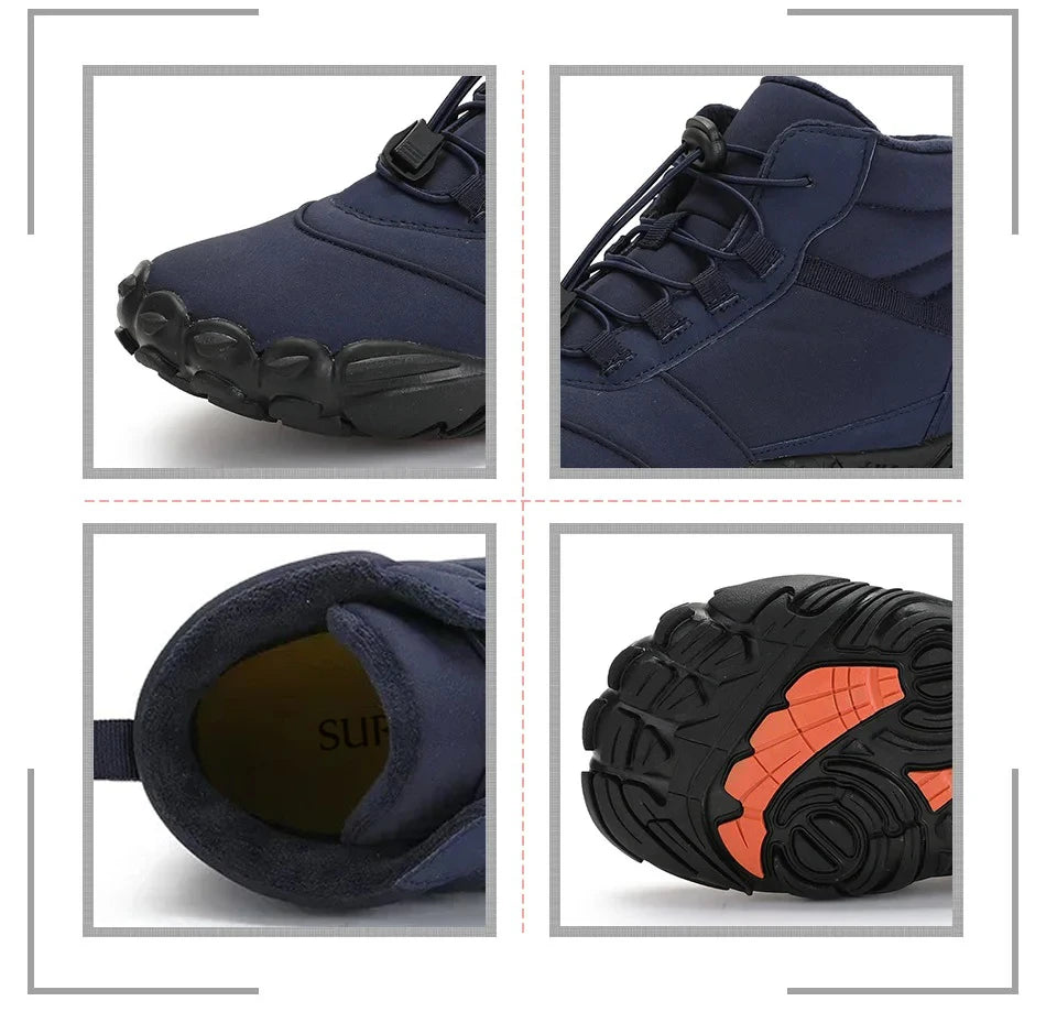 SURGUT Men Snow Boots Plush Warm Waterproof Winter Outdoor Ankle Shoes For Men