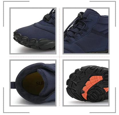 SURGUT Men Snow Boots Plush Warm Waterproof Winter Outdoor Ankle Shoes For Men