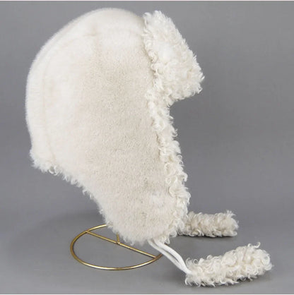 Real Fur Wool Hat Unisex New Winter Warm Bomber Russian Ushanka Hats With Ear Flaps Cow Leather Thick Snow Earflaps Baseball Cap