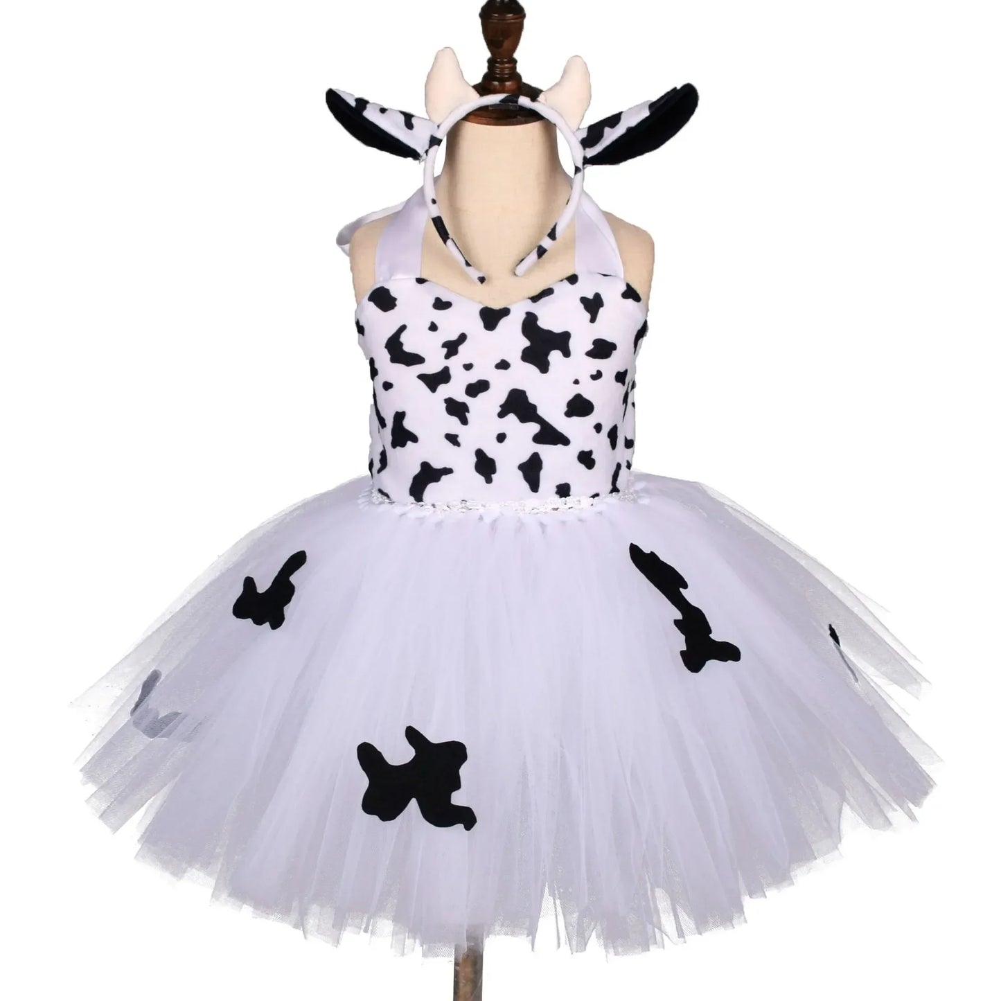 Baby Girls Halloween Animal Cosplay Costume Kids Forest Theme Giraffe Cows Tiger Leopard Zebra Print Tutu Dress Birthday Party