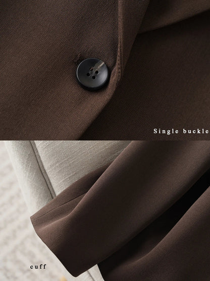 Brown Blazer for Women Spring and Autumn Workplace Style Versatile Casual, Long-Sleeved Small Suit Jacket