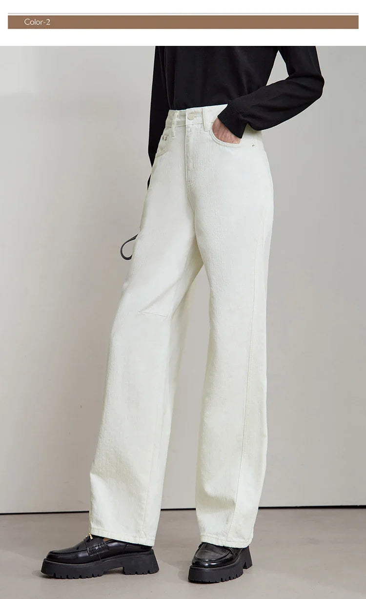 Minimalist 2025 Autumn New Arrival Pants Minimalism Retro Casual Office Lady Pure Cotton Jeans Women Denim Trouser 12543141