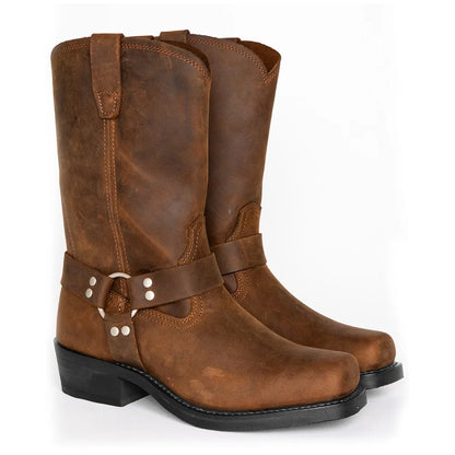 2026 Retro Men Western Boots Hand Work Cowboy Boots Male Lightweight Comfort Knight Boots Autumn Winter New Men’s Shoes Zapatos