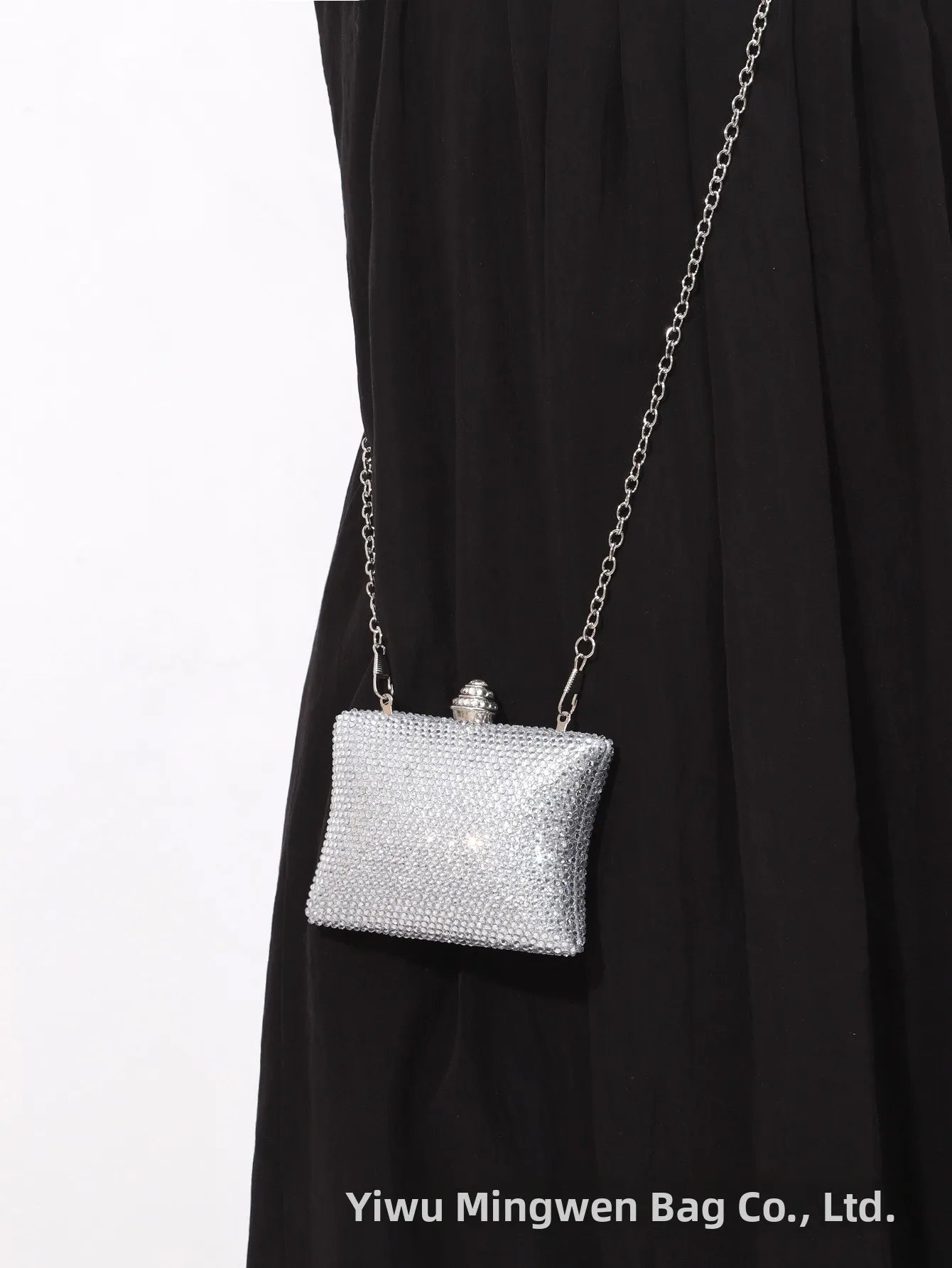 Diamond Crystal Handbag Evening Bag Cross-Border Wedding Ladies Party Shell Shape Polyester Handheld Bag with Lock Buckle