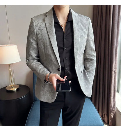 New Luxury Jacquard Floral Suit Jacket High Quality Men Business Slim Fit Casual Social Blazers Coats Formal Stage Prom Tuxedo