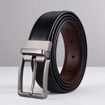 Genuine Leather Belt Double Sided Belt Men Belt Laser Engraving Luxury Strap Male Belt New Fashion Retro Pin Buckle High Quality