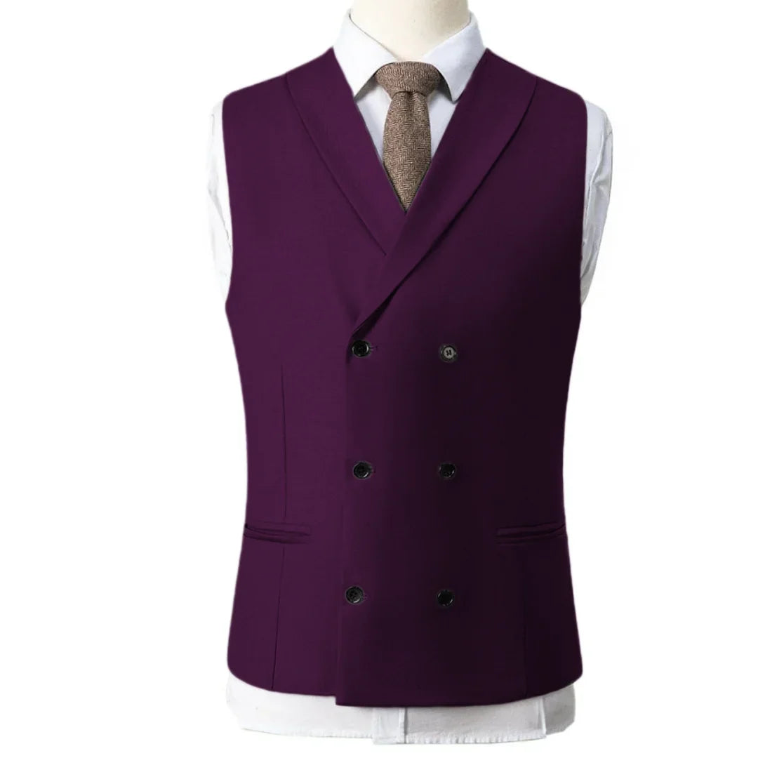 Men Vest Gray With Lapel Double Breasted Solid Waistcoat For Banquet Wedding Business Work Office Casual Daily Men Suit Vest