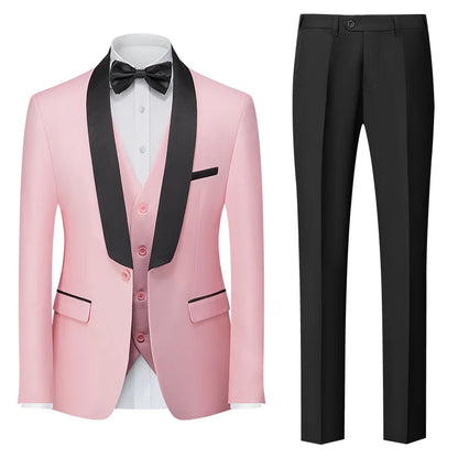 Red Men's Suit 3 Piece, Wedding Party Dress Jacket with Pants Vest, Blue, Green, Gray, Black Available, Asian Size M-5XL 6XL