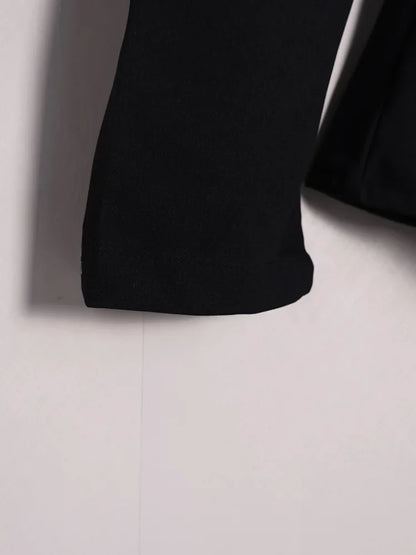 French Style Elegant Retro Stand Collar Black Suit Autumn Winter New Temperament Commute Puff Sleeve Slim Female Coat Tops Trend