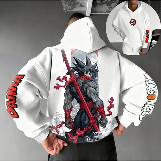 DRAGON BALL Men's Hoodie Sweatshirt Son Goku Anime Spring Autumn and Winter Boys Cotton Basic Long-sleeved Parent-child Outfit