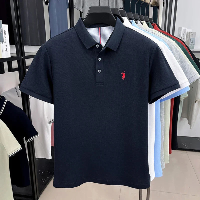 100% pure cotton short sleeve polo shirt summer new breathable men's T-shirt high-end brand Paul Pony embroidered business top
