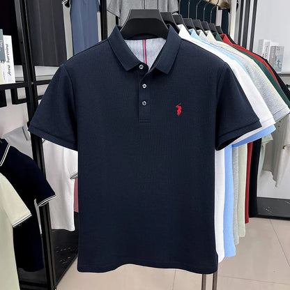 100% pure cotton short sleeve polo shirt summer new breathable men's T-shirt high-end brand Paul Pony embroidered business top