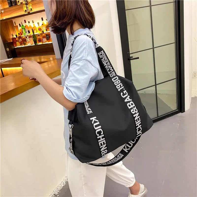 Women's Large Capacity Nylon Shoulder Bag Casual Top-Handle Fashion Tote Crossbody Handbag