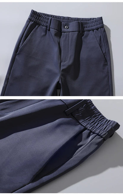 2024 Summer New  Men's Thin Straight Casual Pants Classic Style Light Gray Business Stretch Trousers Male Brand