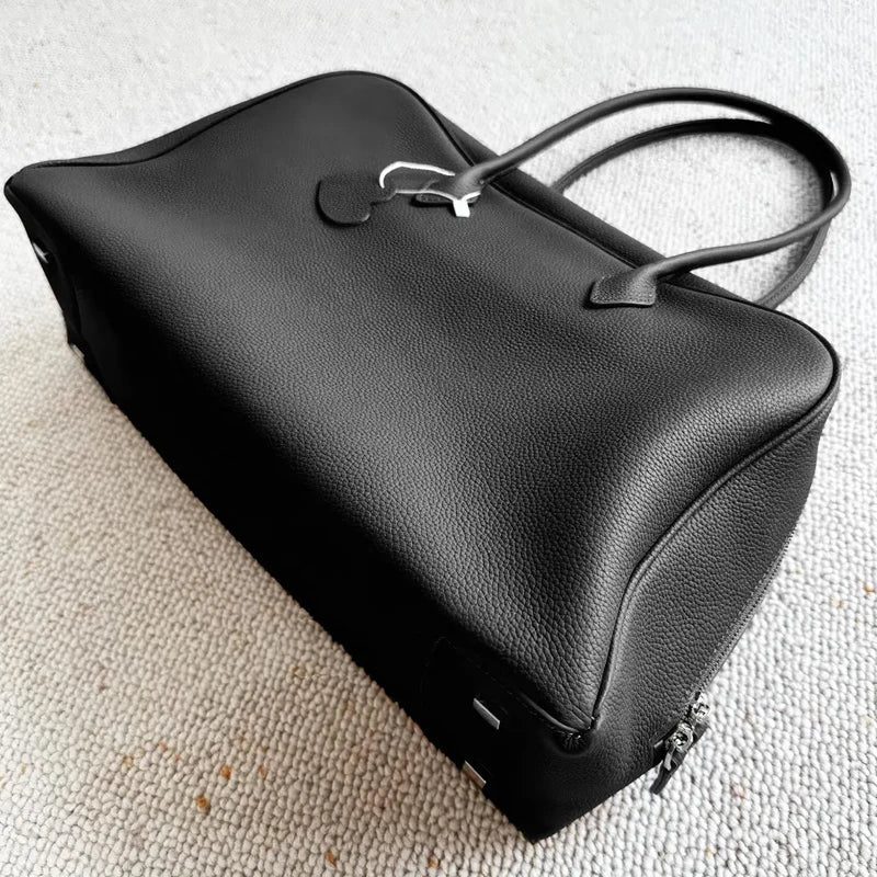 Genuine Leather Bowling Bags For Women Luxury Designer Handbags And Purses 2025 New In Cowhide Lychee Texture Underarm Shoulder