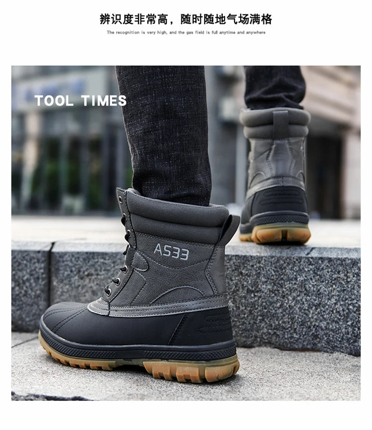 Plus Size 48 Outdoor Men Boots Winter Snow Boots for Men Training Work Boots Waterproof Slip-Resistant Keep Warm Winter Shoes