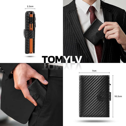 Porte-monnaie Pop-Up avec Compartiment Monnaie Protection RFID Porte-cartes de Crédit pour hommes