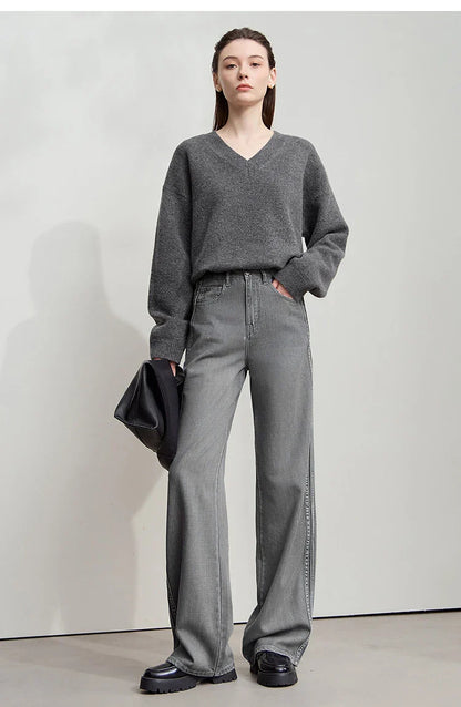 Women's Denim Classic Casual Retro Wide Leg Loose Pants Woman Clothing Office Lady 2025 Autumn New Jeans Pants 12543052