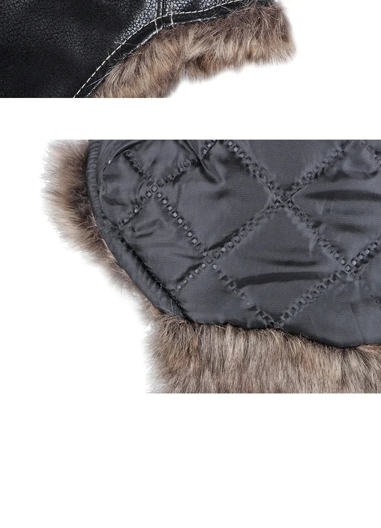 Winter Ushanka Hat Men Women's Pilot Aviator Trapper Hat Faux Fur Leather Snow Cap with Ear Flaps Pilot Winter Trapper Hat