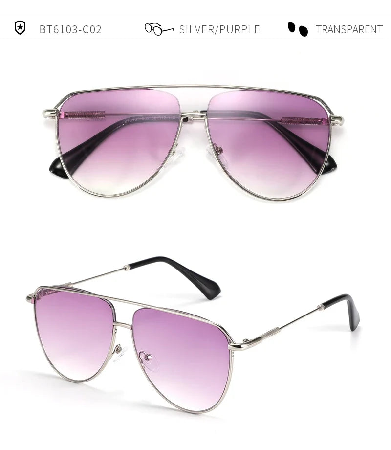 Trend Pilot Sunglasses Women's Fashion Double Bridge Metal UV400 Gradient Sunglasses Women's  Outdoor Sunglasses