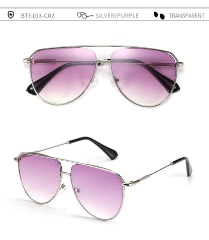Trend Pilot Sunglasses Women's Fashion Double Bridge Metal UV400 Gradient Sunglasses Women's  Outdoor Sunglasses