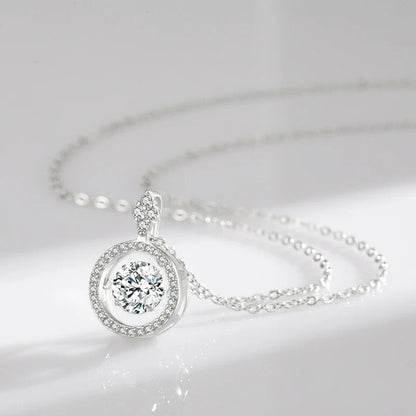 925 Sterling Silver Sparkling Luxury Pendant Necklace Link Chain Movable Zirconia Wedding Engagement Jewelry For Women