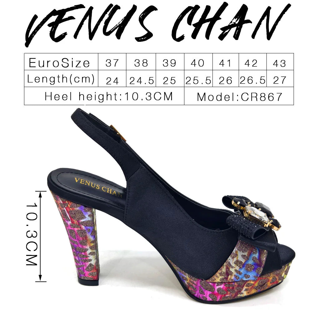 Shoes for Women High Heels INS Style Rhinestone Peep Toe Bow Gold Color New Italian Shoes and Bag for Party 2024