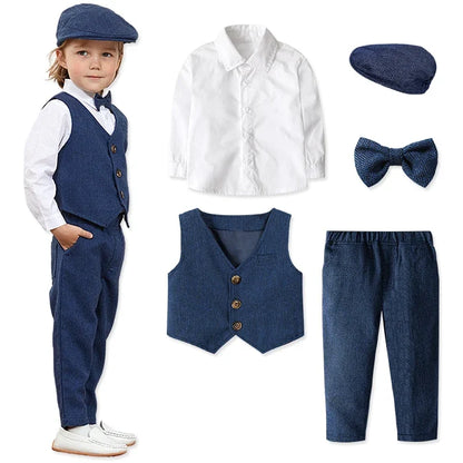 Kids Clothes Boys Wedding Suit Toddler Gentleman Outfit Infant Birthday Baptism Set Baby Formal Party Gift Christening Blazer