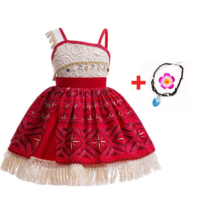New Moana Dress Costumes Kids Girl Cosplay Toddler Movie Ocean Adventure Infant Frock Halloween Party With Chick Clothes