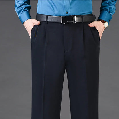 High Waist Wool Cashmere Suit Pants Men Double Pleated Winter Autumn Dress Trousers for Male Formal Business Size 29-50 52 54 56