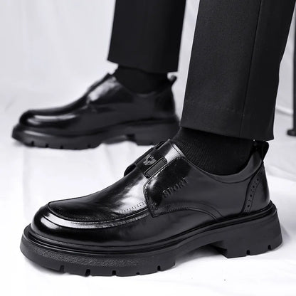 Spring Autumn New Increase Leather Shoes for Men Black Business Casual Platform Shoes Male Fashion High Quality Dress Shoe Man