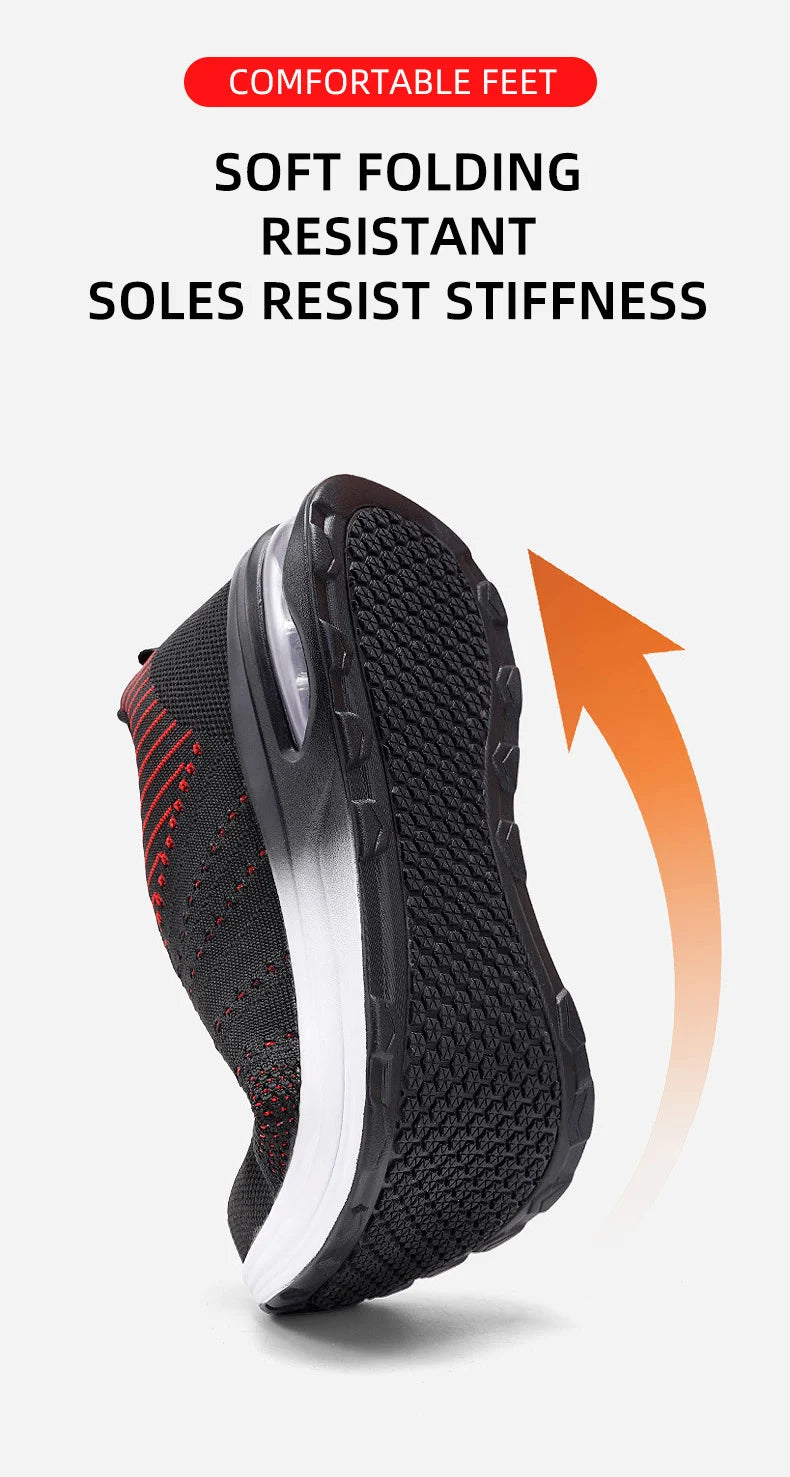 Lightweight Safety Shoes Women Men Air Cushion Work Sneakers Steel Toe Shoes Construction Safety Boots Anti-smash Work Shoes