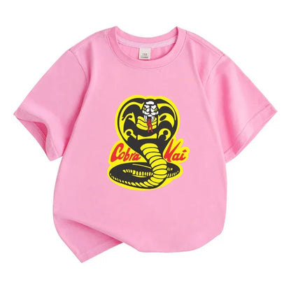 Summer T-Shirt + Shorts Anime Snake Print Boy Black Girl Sets T-Shirt Kids Tops Casual Tees Round Neck Short-Sleeved Top