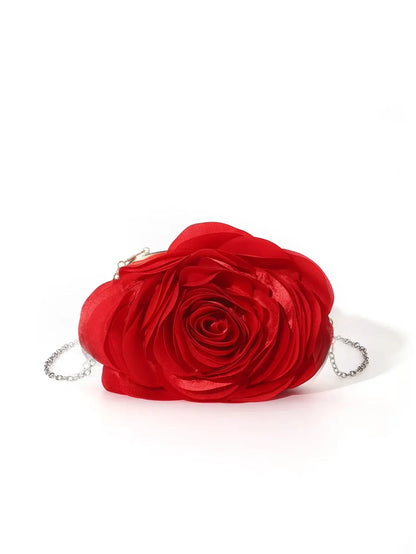 Fashion Pink Flower Petal Banquet Floral Dress Purse Evening Day Clutch Bag Women Luxury Prom Party Wedding Day Bag