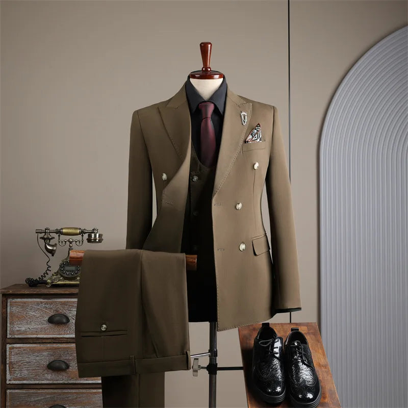 Evening Dinner Formal Slim Fit Suit Sets For Men Wedding Party Classic Tuxedos Fashion Banquet Male High-end Outfits 3 Pieces