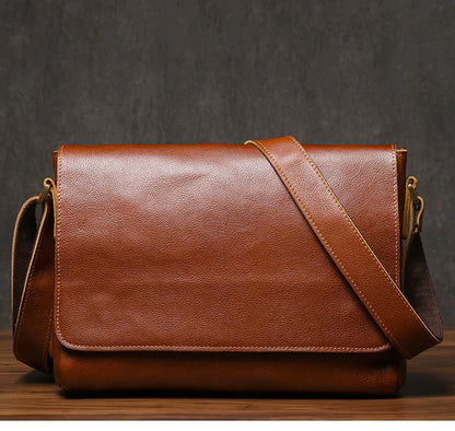 Men's High Quality Genuine Leather Shoulder Bag Vintage Flap Crazy Horse Cowhide Messenger Bag Daily Casual Crossbody Bags