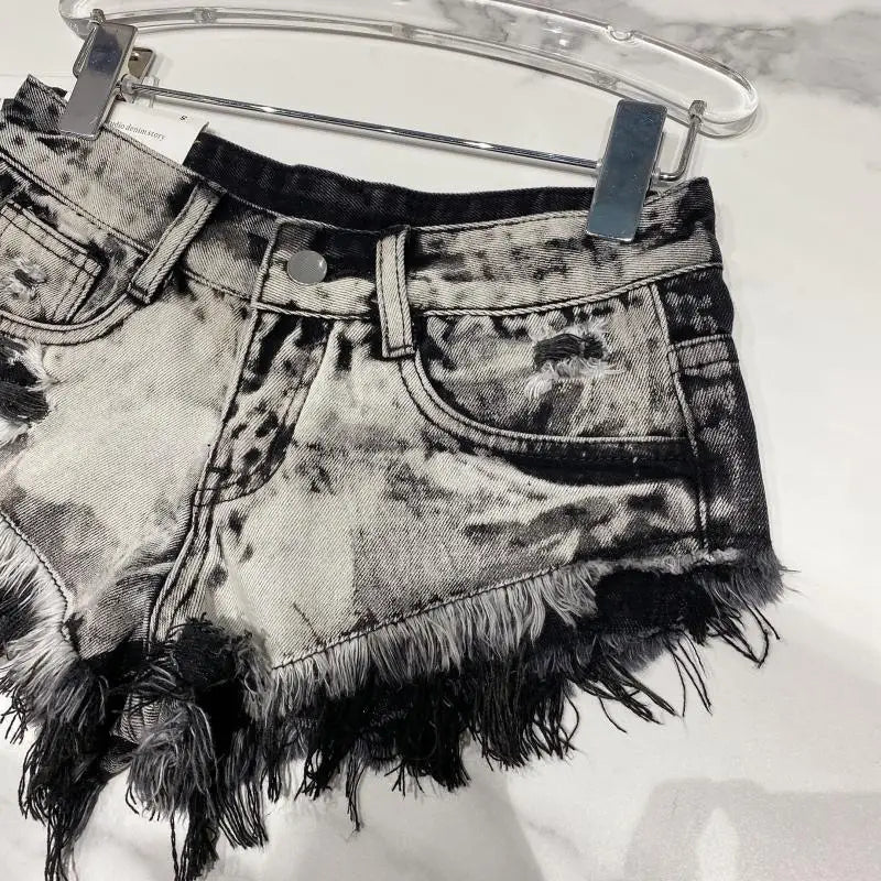 Denim Shorts Women High Street Hotsweet Casual Low Waist Raw Edges Holes A-line Korean Style Y2k Spicy Girls Summer Shorts