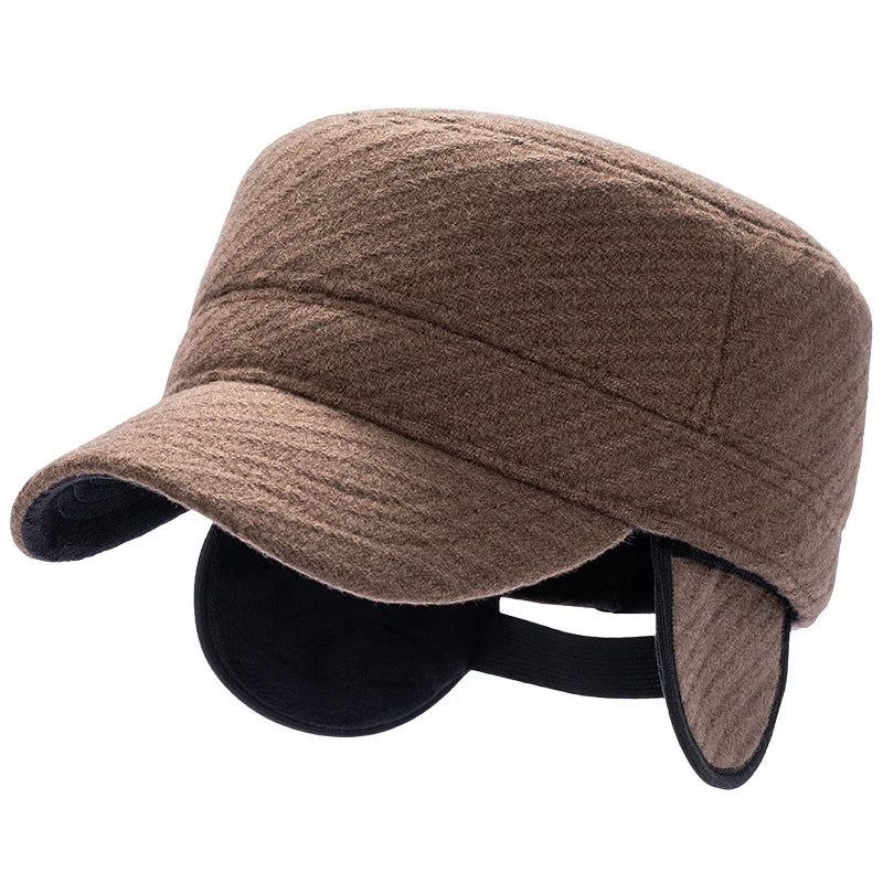 Winter Bomber Hat with Visor Warm Earflaps Hat Warm Lined Baseball Cap Trapper Hunting Hats Oversize Cadet Hat for Big Head Men