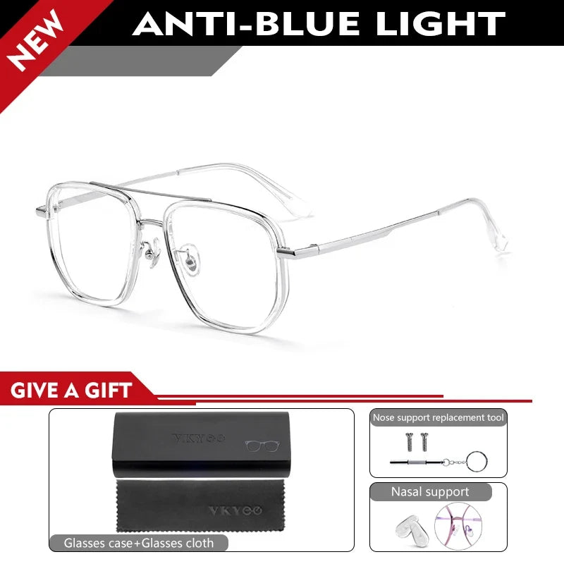 Ultra Lightweight Titanium Frame TR90 Retro Polygonal Eyeglasses Frames Anti Blue Light Glasses Customizable Prescription