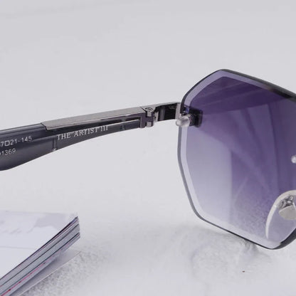 Rimless Polygon Luxury Sunglasses Acetate Alloy Gold Brand Irregular Square Original Classical Retro UV400 Gafas Hot