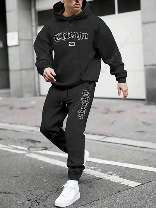 Men's sportswear - Hoodie and sports pants, loose-fitting style suitable for daily and sports wear swearshirts Tops