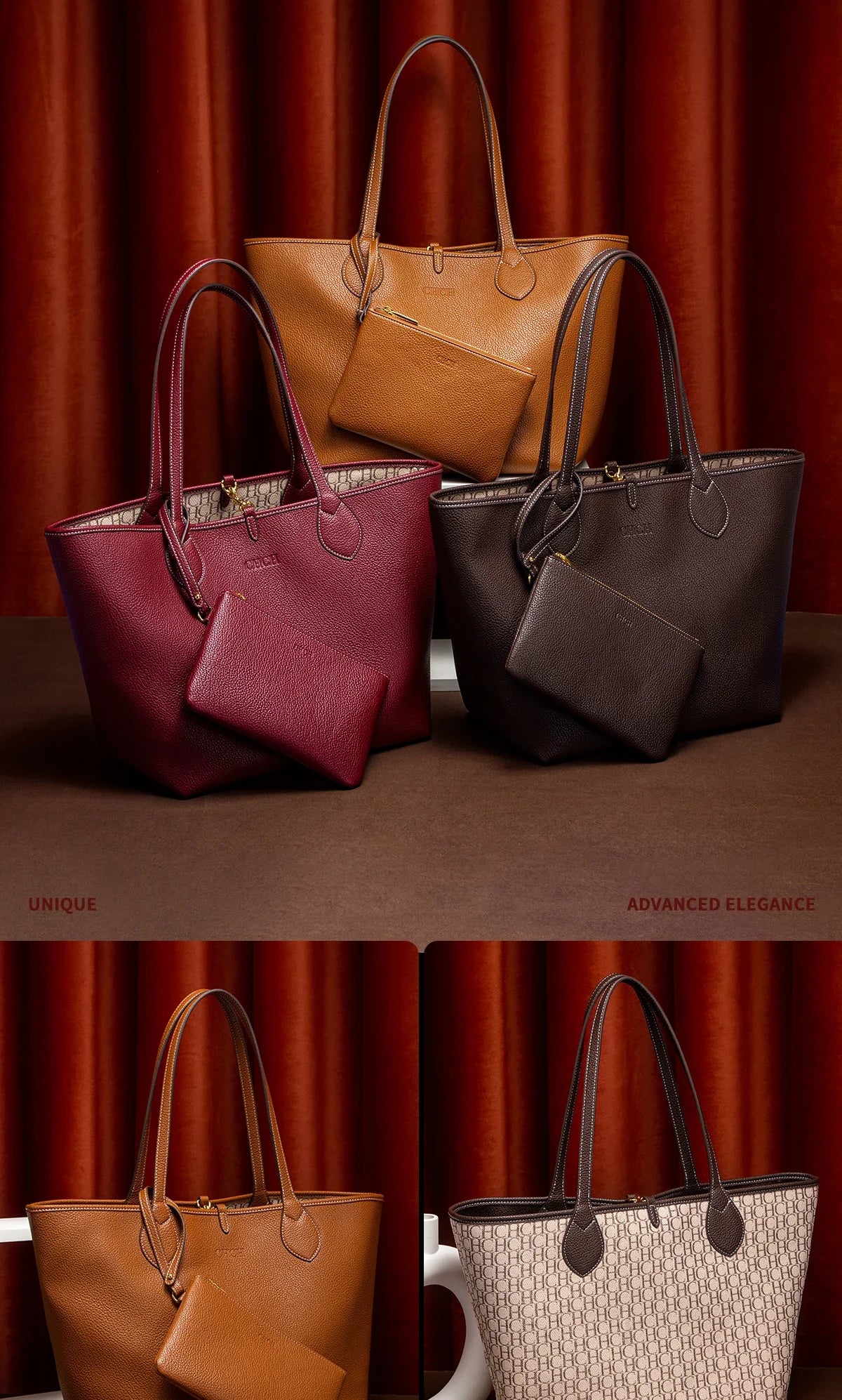 Double Sided Mother Child CaWomen's Tote Bag 2025 Autumn New Coffee Color Handbag