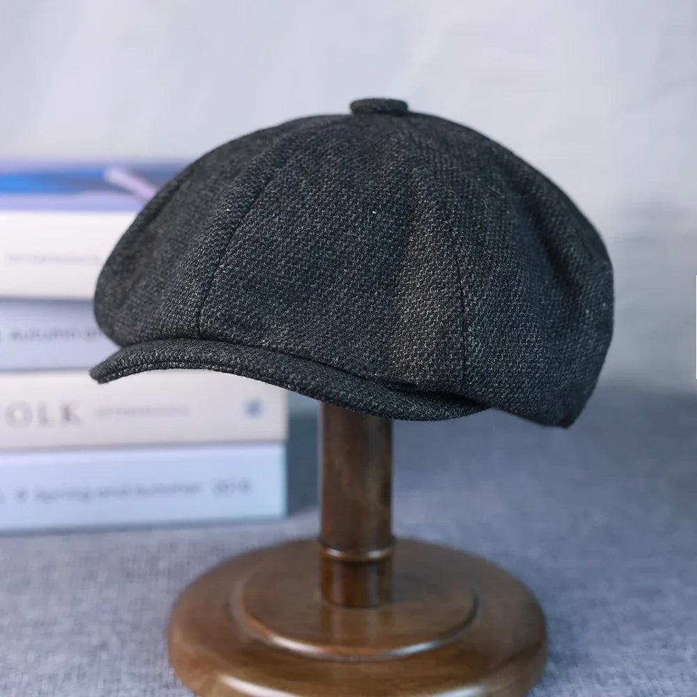 New Vintage Men's Wool Newsboy Cap Brown Green Women Men Berets Classic Woolen Octagonal Caps Casual Gatsby Flat Hat 003