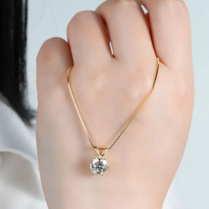Certified Multi-size Round Moissanite Solitaire Pendant Necklaces 925 Sterling Silver Necklace For Women Jewellry Gifts