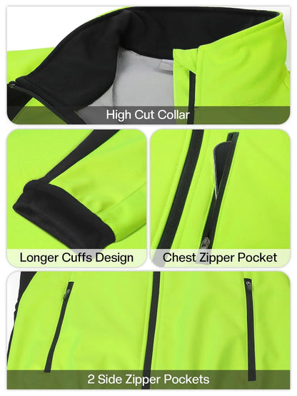 BERGRISAR Men's Winter Cycling Jacket Softshell Windproof Thermal Fleece Bike Jacket Running Jacket Windbreaker BGA025
