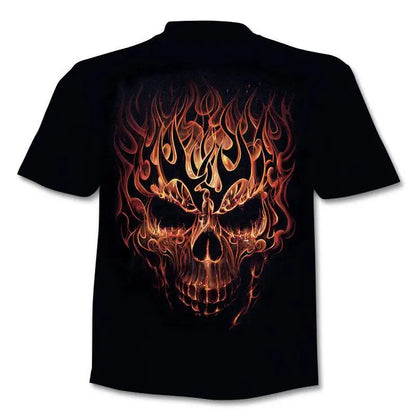 New retro street punk motorcycle men's T-shirt 3D shirt casual fashion hip-hop horror short sleeved round neck men's clothing