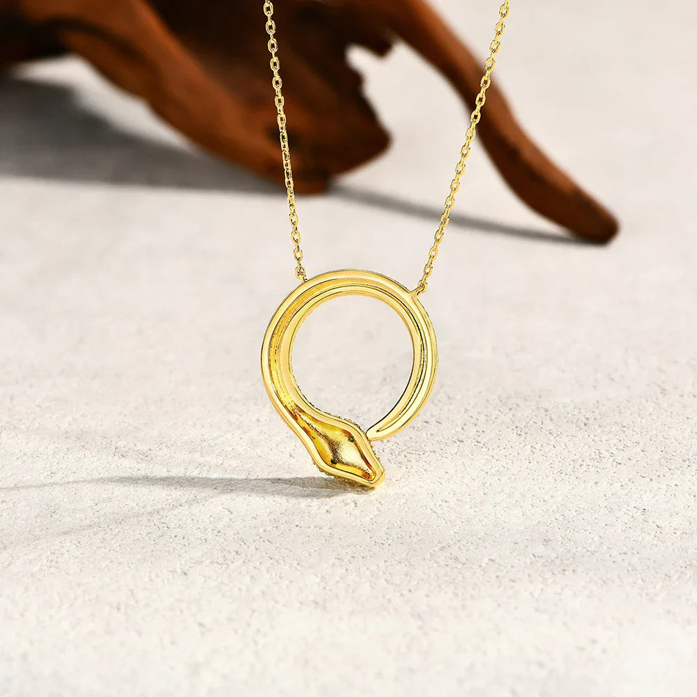 Moissanite Necklace Original Snake Pendant 925 Sterling Silver 18KGold Plated for Women Man Birthday Gift Party Jewelry
