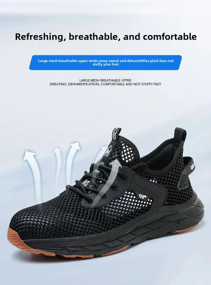 Fashion 2025 New Summer Breathable Safety Work Shoes Sneakers Comfortable Steel Toe Anti Puncture Indestructible Men Boots