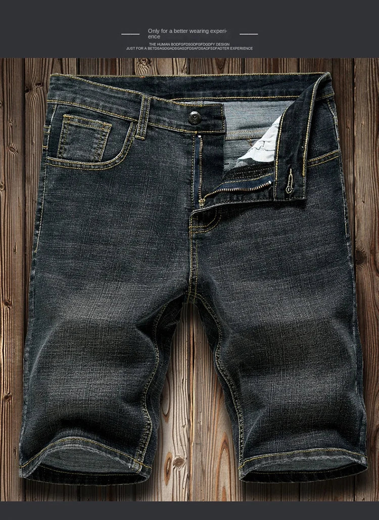 2026 Summer Shorts Jeans Men Denim Pants Stretch Dark Blue Fashion Design Men's Jeans Slim Straight Male Short Jeans Hombre